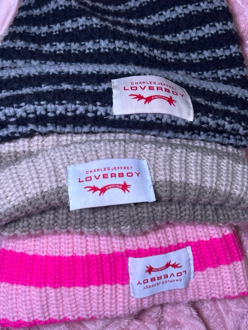 Pink Striped Crew Neck Sweater